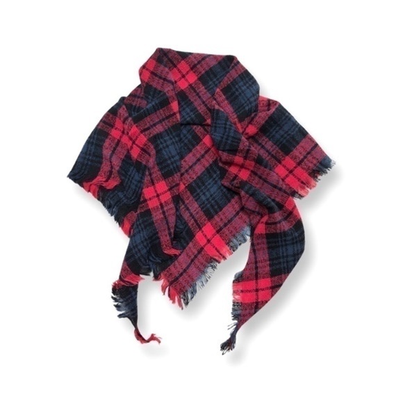 Luxury Cashmere Acrylic Plaid Knitted Triangle Scarf - Picture 3 of 5